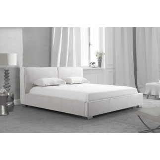 Lit design en curi de luxe BOLOGNA, avec sommier à lattes, blanc, 160x200