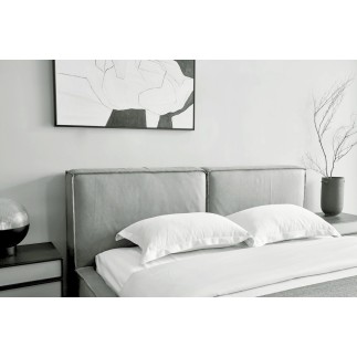 Lit design en cuir de luxe BOLOGNA, avec sommier à lattes, gris, 180x200