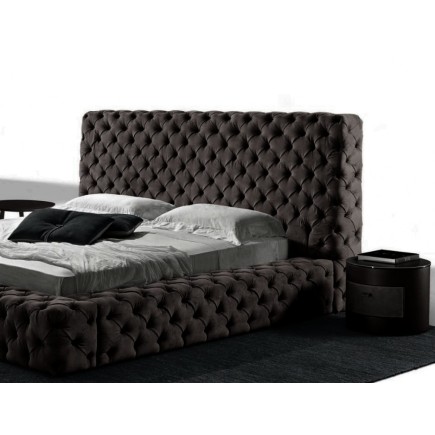 Lit design en cuir de luxe ZURICH, avec sommier à lattes, noir, 160x200