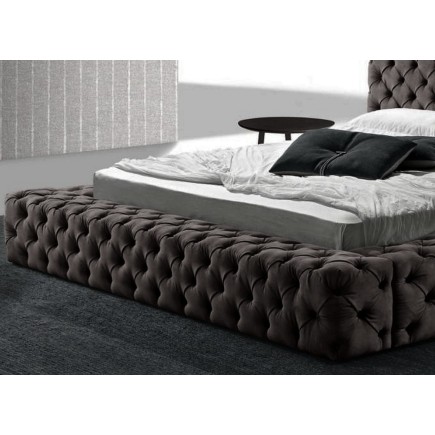 Lit design en cuir de luxe ZURICH, avec sommier à lattes, noir, 180x200