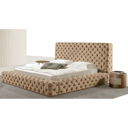 Lit design en cuir de luxe ZURICH, avec sommier à lattes, beige, 140x200