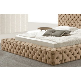 Lit design en cuir de luxe ZURICH, avec sommier à lattes, beige, 140x200