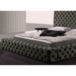 Lit design en cuir de luxe ZURICH, avec sommier à lattes, gris foncé, 160x200