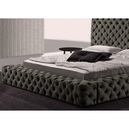 Lit design en cuir de luxe ZURICH, avec sommier à lattes, gris foncé, 160x200