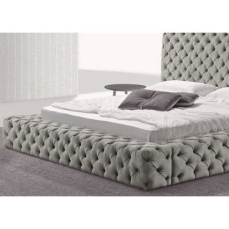 Lit design en cuir de luxe ZURICH, avec sommier à lattes, gris clair, 160x200