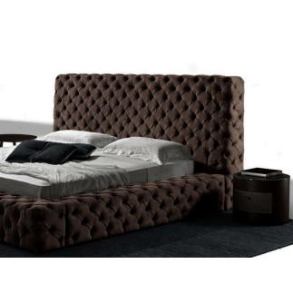 Lit design en cuir de luxe ZURICH, avec sommier à lattes, chocolat, 160x200