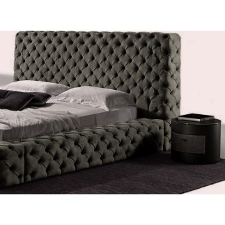 Lit design en cuir de luxe ZURICH, avec sommier à lattes, gris foncé, 180x200