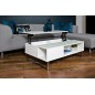 Table basse design réglable en hauteur, bois laqué blanc et verre, AZEMA Table basse design réglable en hauteur, bois laqué blanc et verre, AZEMA