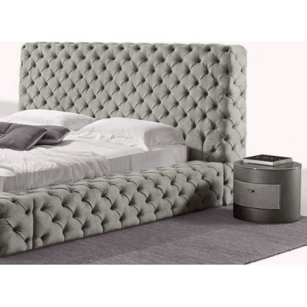 Lit design en cuir de luxe ZURICH, avec sommier à lattes, gris clair, 180x200