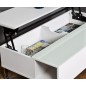 Table basse design réglable en hauteur, bois laqué blanc et verre, AZEMA Table basse design réglable en hauteur, bois laqué blanc et verre, AZEMA