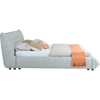 Lit design en cuir de luxe BERTO, avec sommier à lattes offert, blanc, 140x200