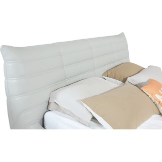 Lit design en cuir de luxe BERTO, avec sommier à lattes offert, blanc, 140x200