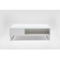 Table basse design réglable en hauteur, bois laqué blanc et verre, AZEMA Table basse design réglable en hauteur, bois laqué blanc et verre, AZEMA