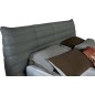 Lit design en cuir de luxe BERTO, avec sommier à lattes gris foncé, 140x200 Lit design en cuir de luxe BERTO, avec sommier à lattes gris foncé, 140x200