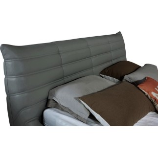 Lit design en cuir de luxe BERTO, avec sommier à lattes offert, gris foncé, 180x200