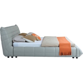Lit design en cuir de luxe BERTO, avec sommier à lattes offert, gris clair, 180x200
