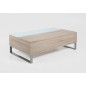 Table basse design réglage en hauteur, en bois clair et verre, AVENA