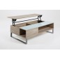 Table basse design réglage en hauteur, en bois clair et verre, AVENA