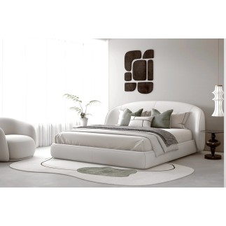 Lit design en cuir de luxe LUXO, avec sommier à lattes offert, blanc, 140x200