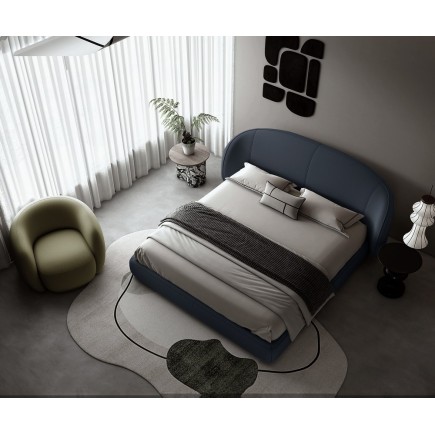 Lit design en cuir de luxe LUXO, avec sommier à lattes offert, noir, 140x200