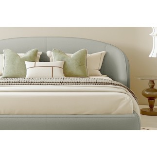 Lit design en cuir de luxe LUXO, avec sommier à lattes offert, gris clair, 140x200