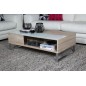 Table basse design réglage en hauteur, en bois clair et verre, AVENA