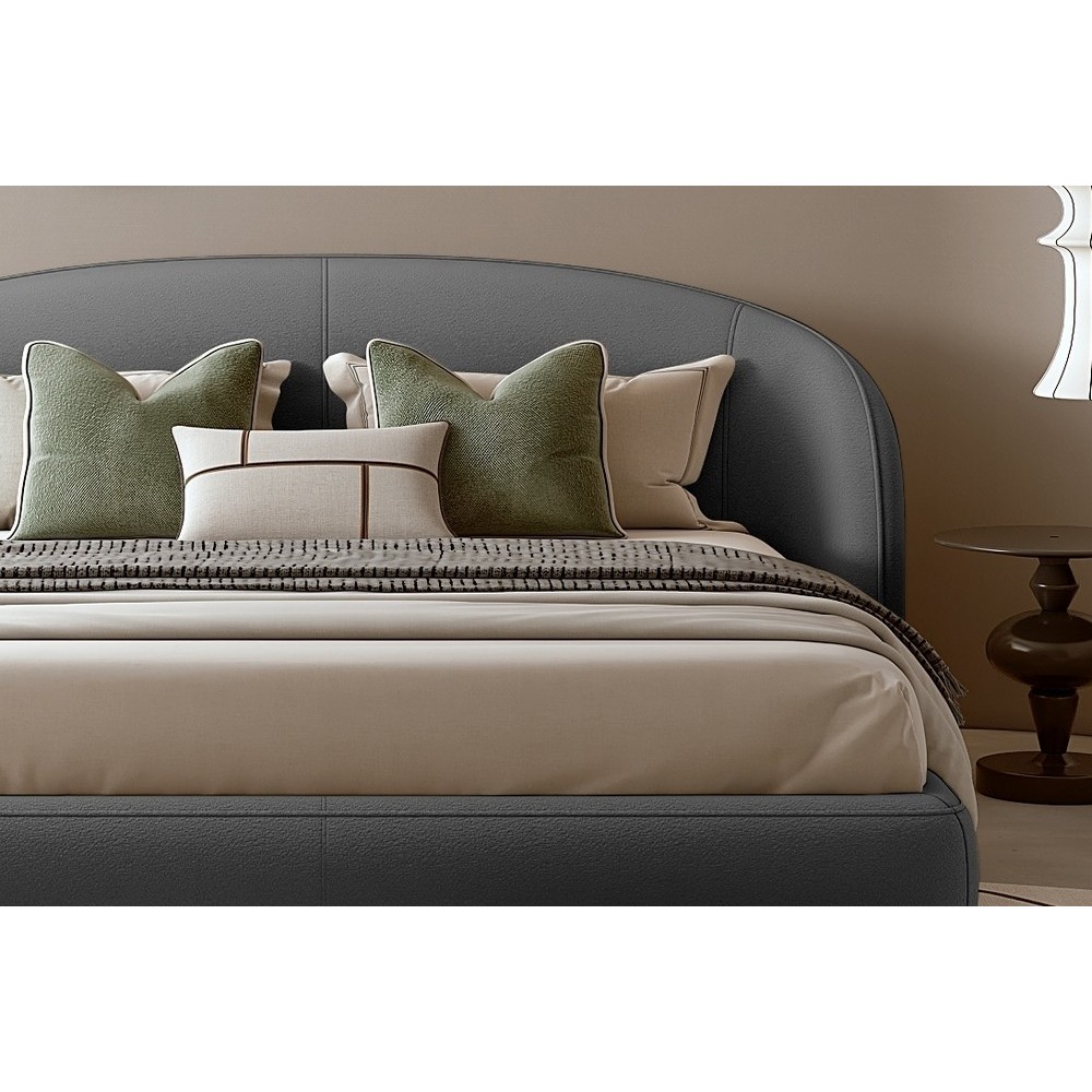 Lit design en cuir de luxe LUXO, avec sommier à lattes offert, gris foncé, 160x200 Lit design en cuir de luxe LUXO, avec sommier à lattes offert, gris foncé, 160x200