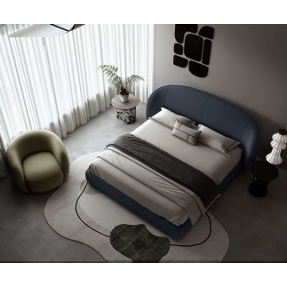 Lit design en cuir de luxe LUXO, avec sommier à lattes offert, noir, 160x200