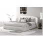 Lit design en cuir de luxe LUXO, avec sommier à lattes offert, blanc, 180x200