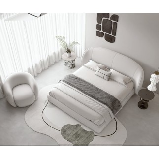 Lit design en cuir de luxe LUXO, avec sommier à lattes offert, blanc, 180x200