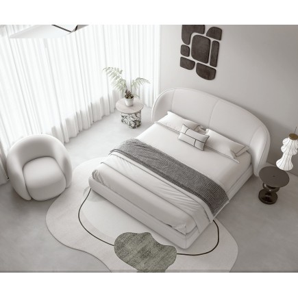 Lit design en cuir de luxe LUXO, avec sommier à lattes offert, blanc, 180x200