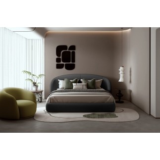 Lit design en cuir de luxe LUXO, avec sommier à lattes offert, noir, 180x200