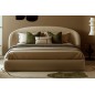 Lit design en cuir de luxe LUXO, avec sommier à lattes offert, beige, 180x200