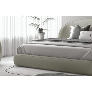 Lit design en cuir de luxe LUXO, avec sommier à lattes offert, gris clair, 180x200