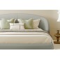 Lit design en cuir de luxe LUXO, avec sommier à lattes offert, gris clair, 180x200