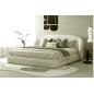 Lit design en cuir de luxe LUXO, avec sommier à lattes offert, écru, 180x200