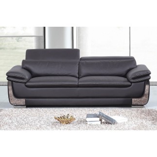Ensemble composé de: un canapé 3 places et 2 fauteuils 1 place en cuir italien buffle ITALINA, noir avec surpiqure blanche