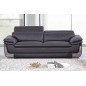 Ensemble composé de: un canapé 3 places et 2 fauteuils 1 place en cuir italien buffle ITALINA, noir avec surpiqure blanche