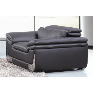 Ensemble composé de: un canapé 3 places et 2 fauteuils 1 place en cuir italien buffle ITALINA, noir avec surpiqure blanche
