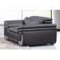 Ensemble composé de: un canapé 3 places et 2 fauteuils 1 place en cuir italien buffle ITALINA, noir avec surpiqure blanche