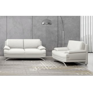 Ensemble de 2 canapés 3+2 : Canapé 3 places + canapé 2 places, en cuir LUXE italien MARINI, blanc