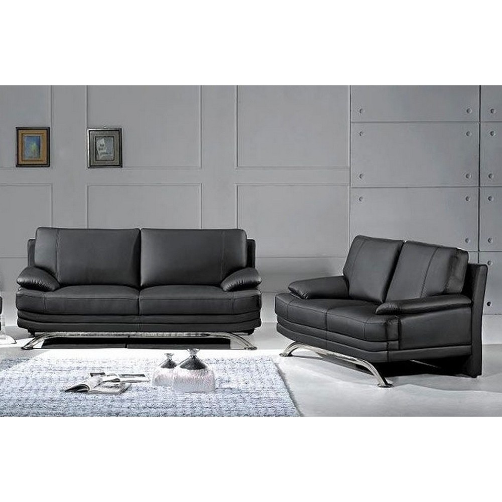 Ensemble de 2 canapés 3+2 : Canapé 3 places + canapé 2 places, en cuir LUXE italien MARINI, noir Ensemble de 2 canapés 3+2 : Canapé 3 places + canapé 2 places, en cuir LUXE italien MARINI, noir