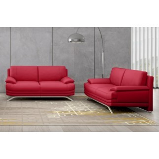 Canapé 2 places en cuir LUXE italien MARINI, rouge