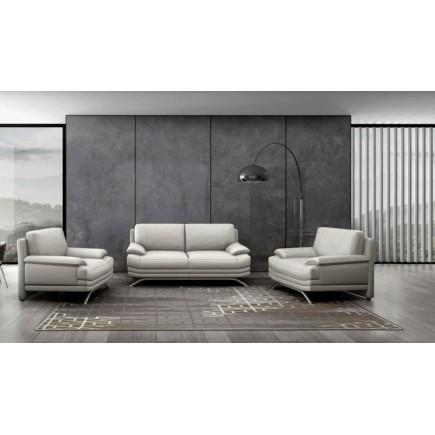 Fauteuil 1 place en cuir LUXE italien MARINI, gris clair