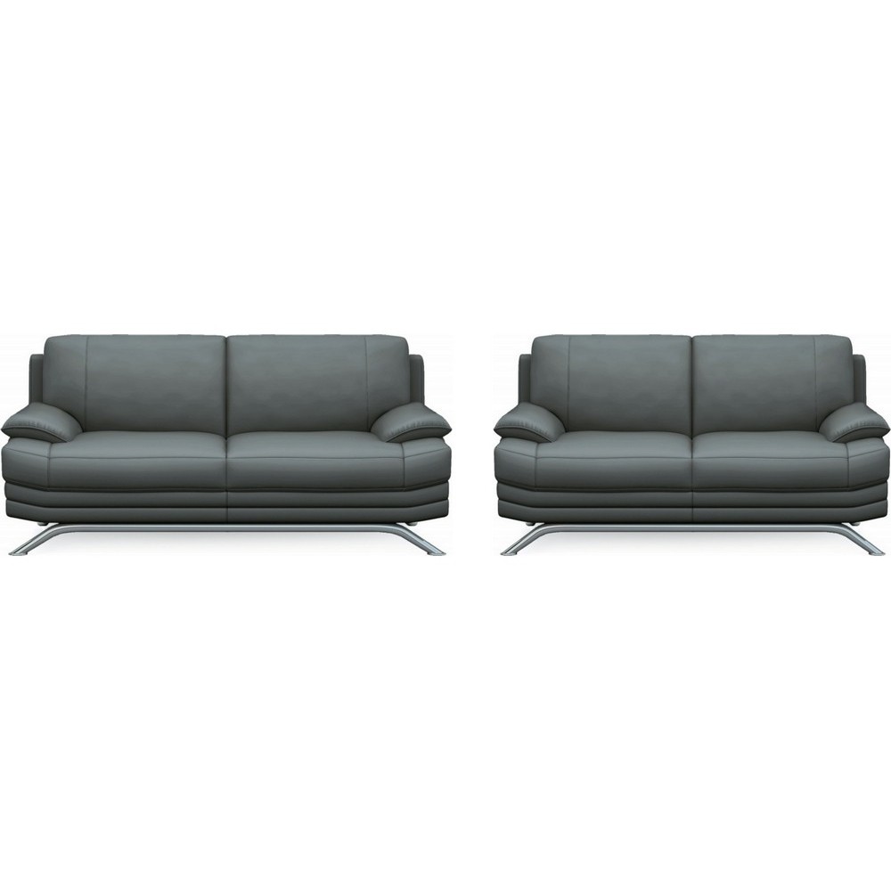Ensemble de 2 canapés 3+2 : Canapé 3 places + canapé 2 places, en cuir LUXE italien MARINI, gris foncé Ensemble de 2 canapés 3+2 : Canapé 3 places + canapé 2 places, en cuir LUXE italien MARINI, gris foncé