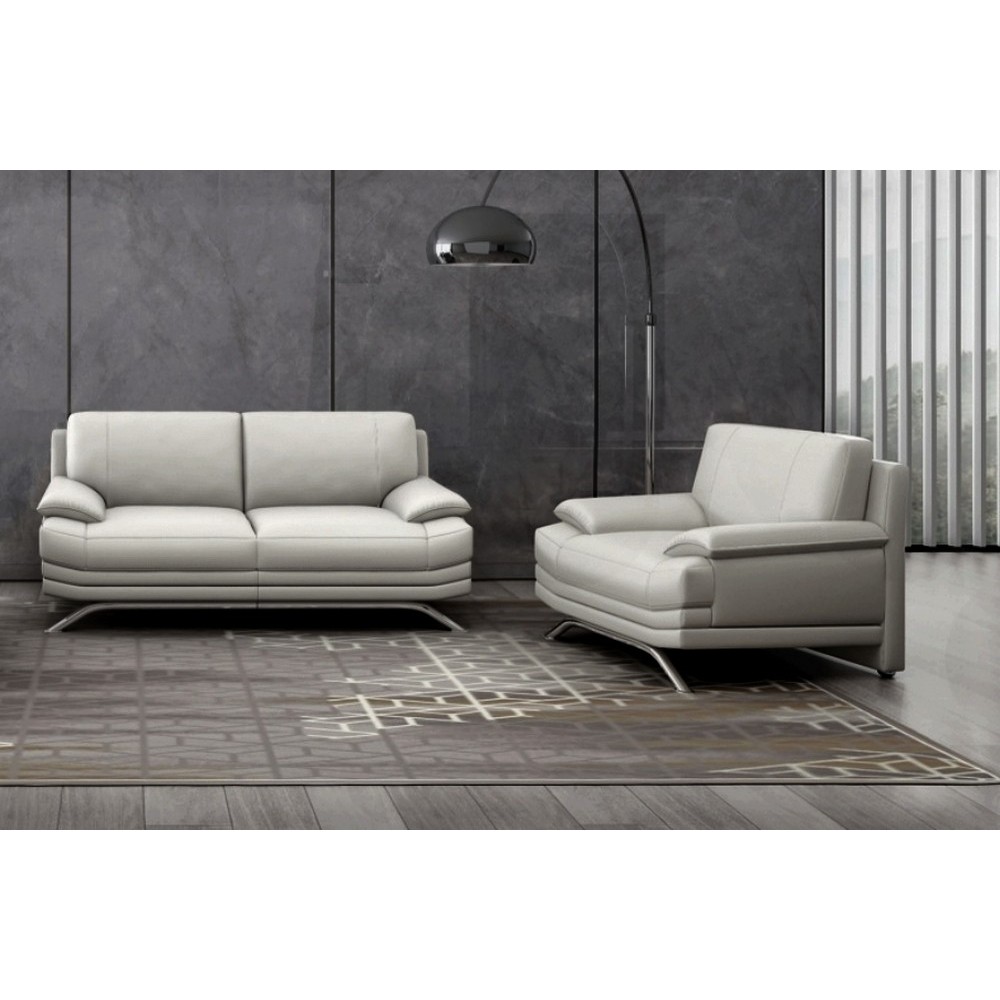 Ensemble de 2 canapés 3+2 : Canapé 3 places + canapé 2 places, en cuir LUXE italien MARINI, gris clair Ensemble de 2 canapés 3+2 : Canapé 3 places + canapé 2 places, en cuir LUXE italien MARINI, gris clair