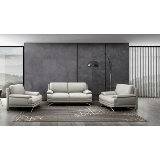 Ensemble de 2 canapés 3+2 : Canapé 3 places + canapé 2 places, en cuir LUXE italien MARINI, gris clair