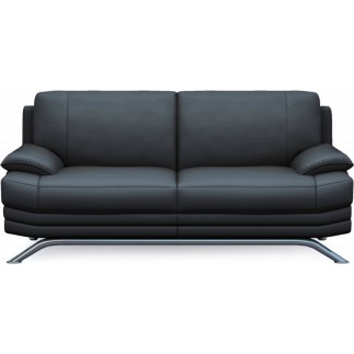 Ensemble 3+2+1 : Canapé 3 places + canapé 2 places + fauteuil 1 place, en cuir LUXE italien MARINI, noir