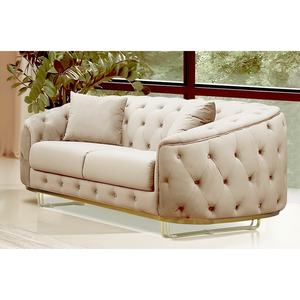 Canapé 2 places - beige - en tissu velours de qualité luxe, LUXOR Canapé 2 places - beige - en tissu velours de qualité luxe, LUXOR