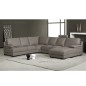 Canapé d'angle en cuir italien 6/7 places MISTER, gris clair, angle gauche